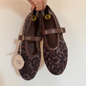 NIB Camila Coelho Leopard Print Brown Mary Jane Flats | NWT | size 9